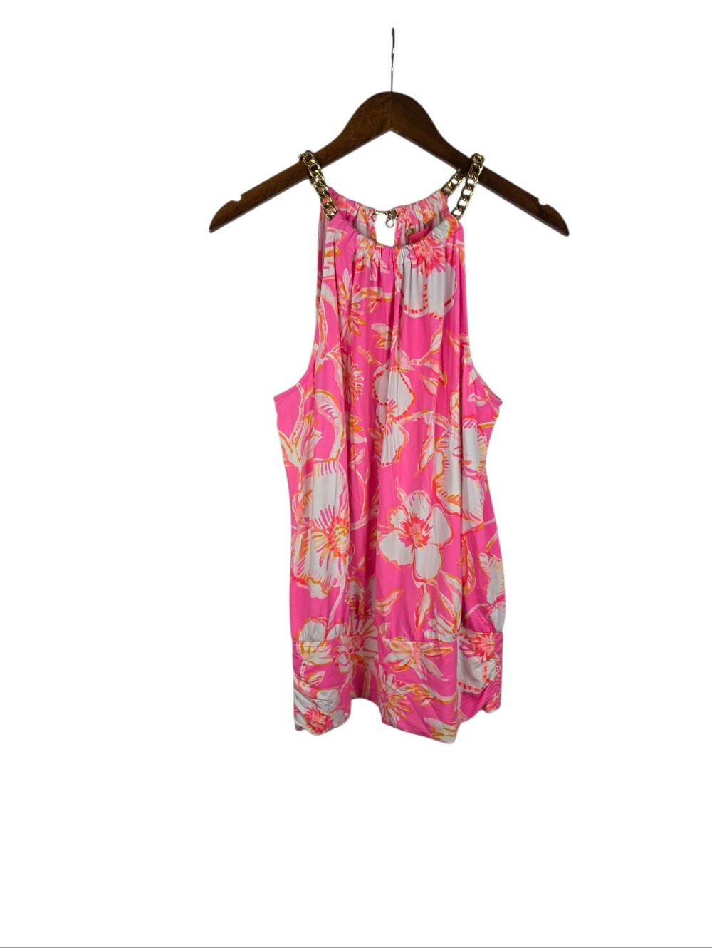 Lilly Pulitzer New Bowen Halter Top Prosecco Pink Beachy Blooms Resort Large